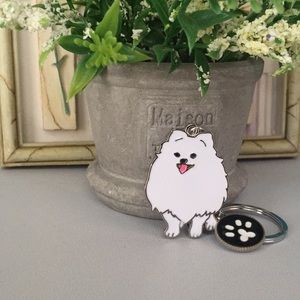 🍏50% OFF/3+...Pomeranian Dog Keychain (White)